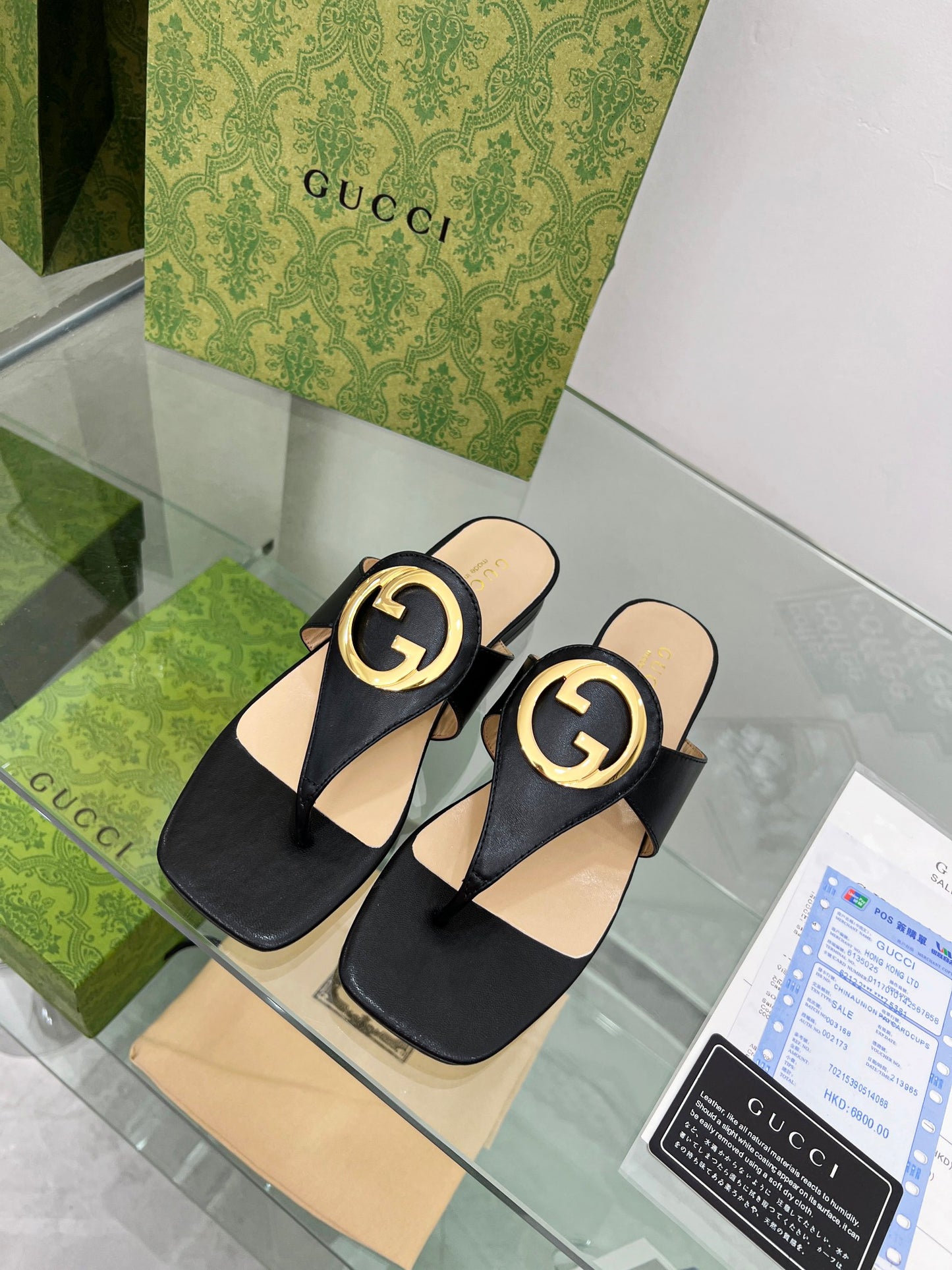 2023 Gucci-Inspired Square Toe Flip-Flops – Rubber or Leather Sole