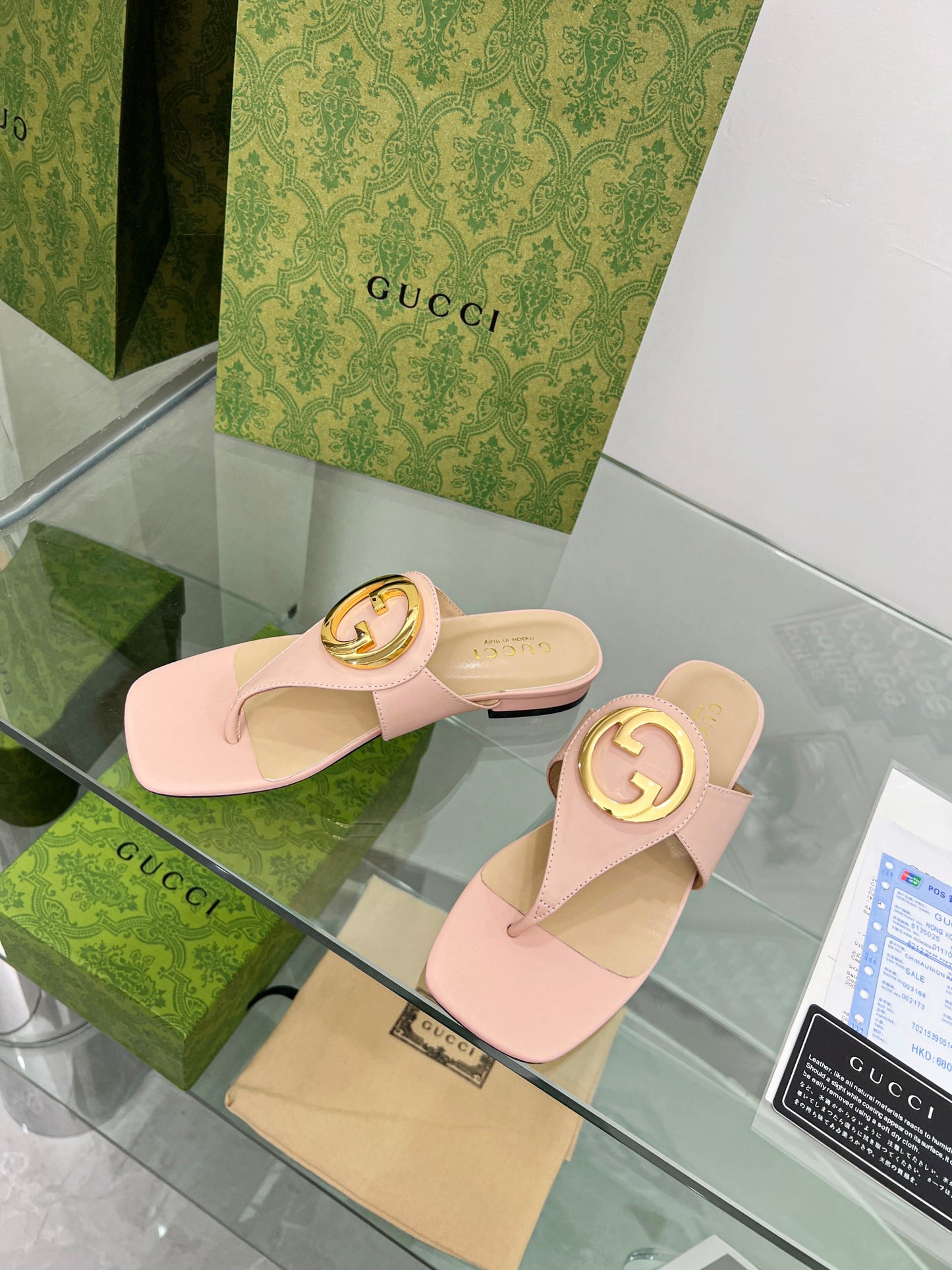 2023 Gucci-Inspired Square Toe Flip-Flops – Rubber or Leather Sole