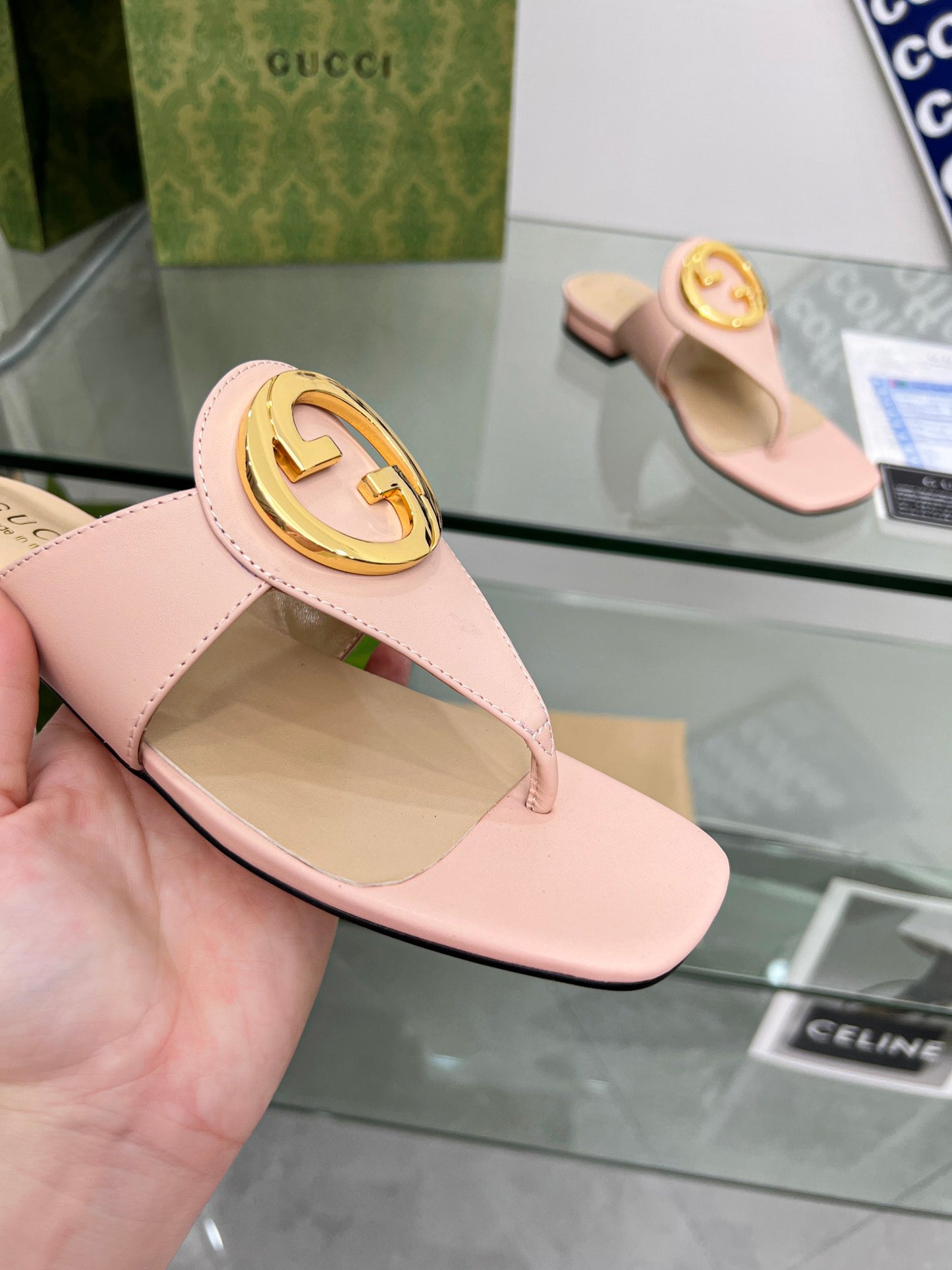 2023 Gucci-Inspired Square Toe Flip-Flops – Rubber or Leather Sole