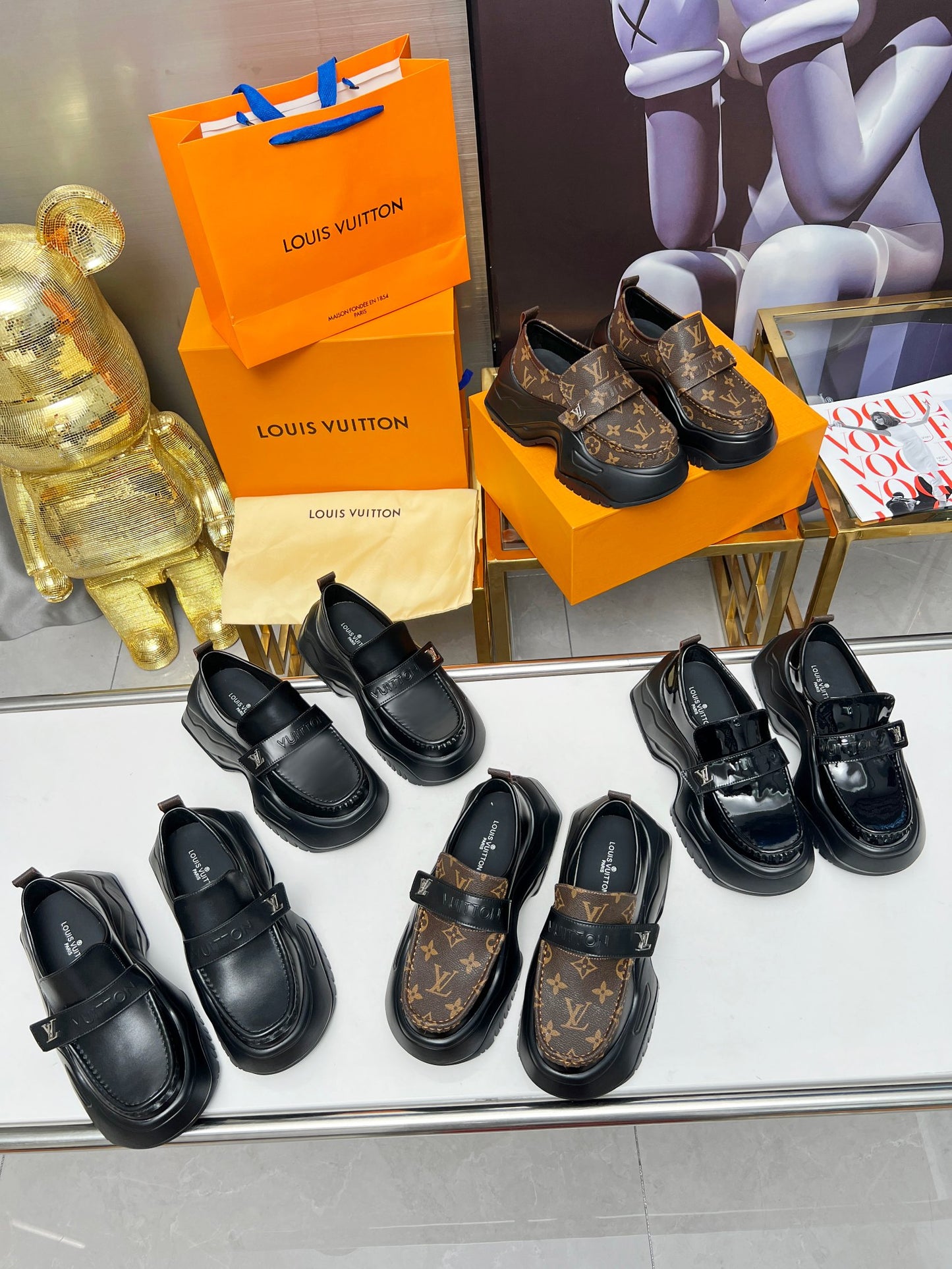 Louis Vuitton Unisex Leather & Patent Loafers (Customizable)