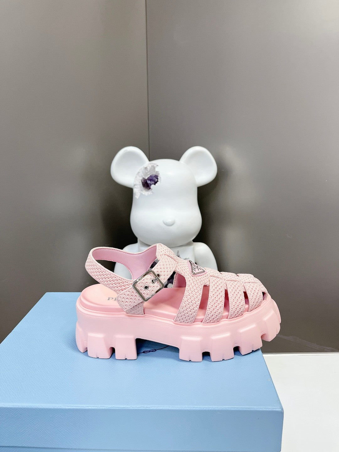 Prada 2023 Exclusive Woven Cage Rubber Sandals