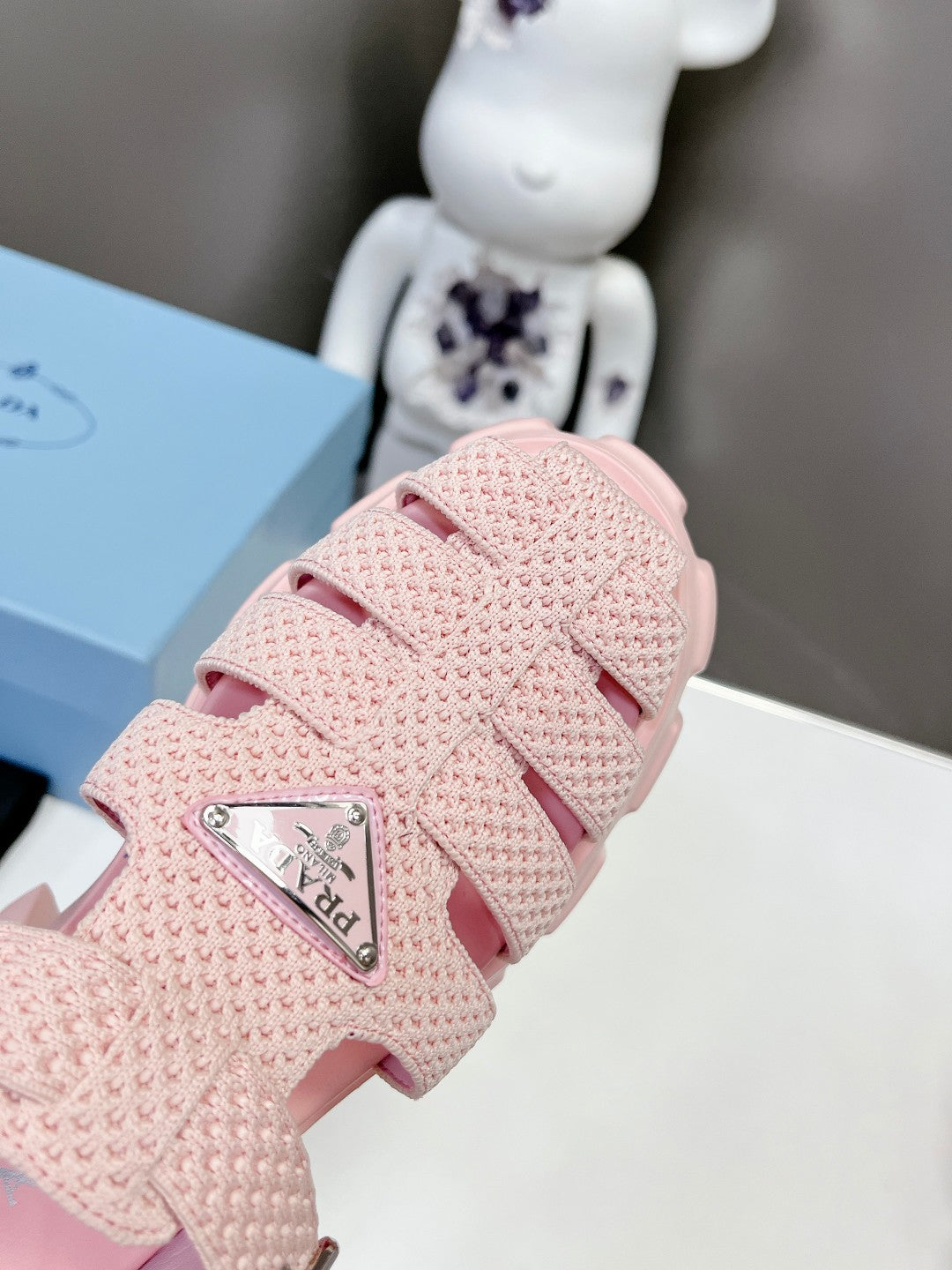 Prada 2023 Exclusive Woven Cage Rubber Sandals