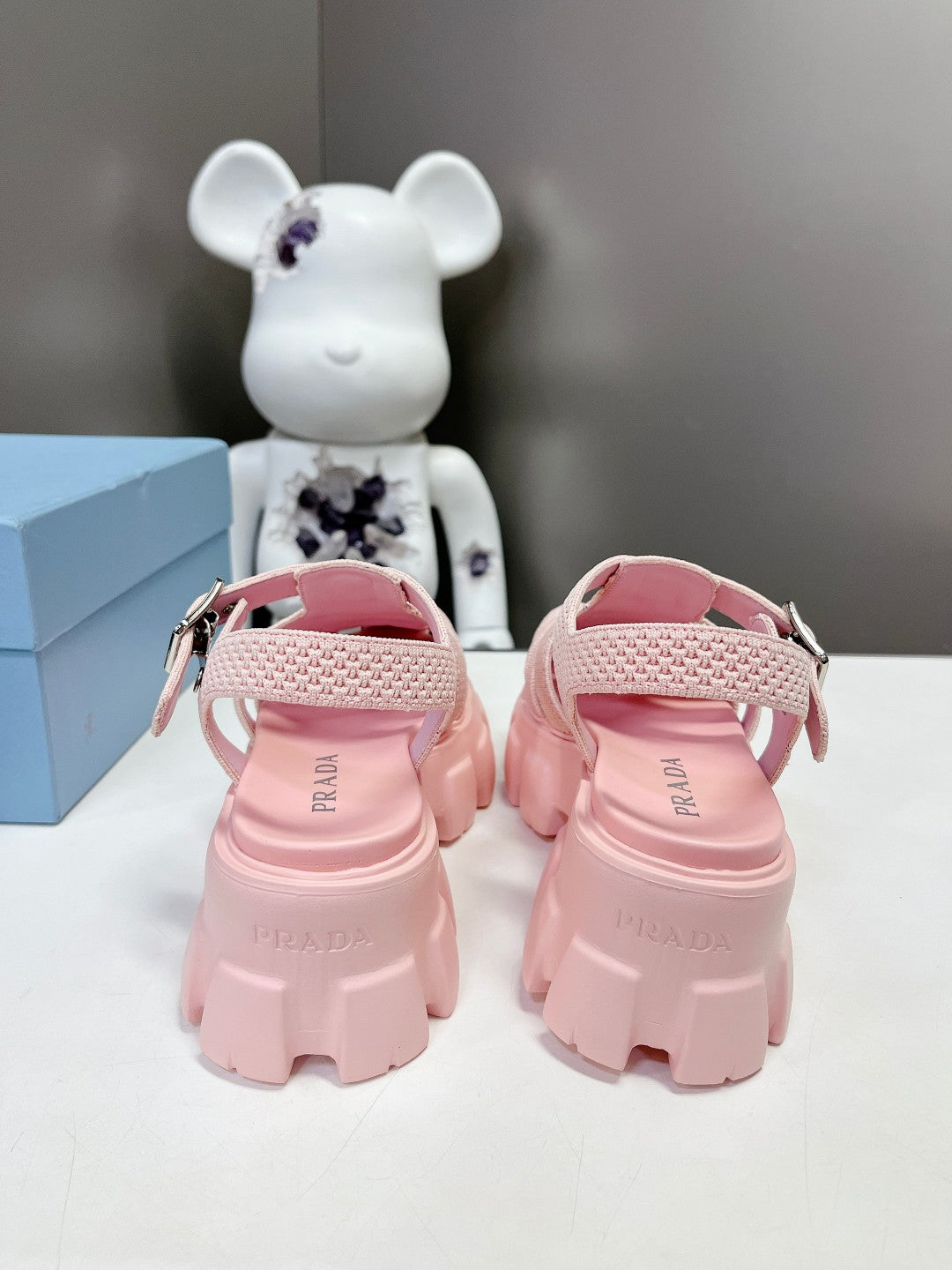 Prada 2023 Exclusive Woven Cage Rubber Sandals