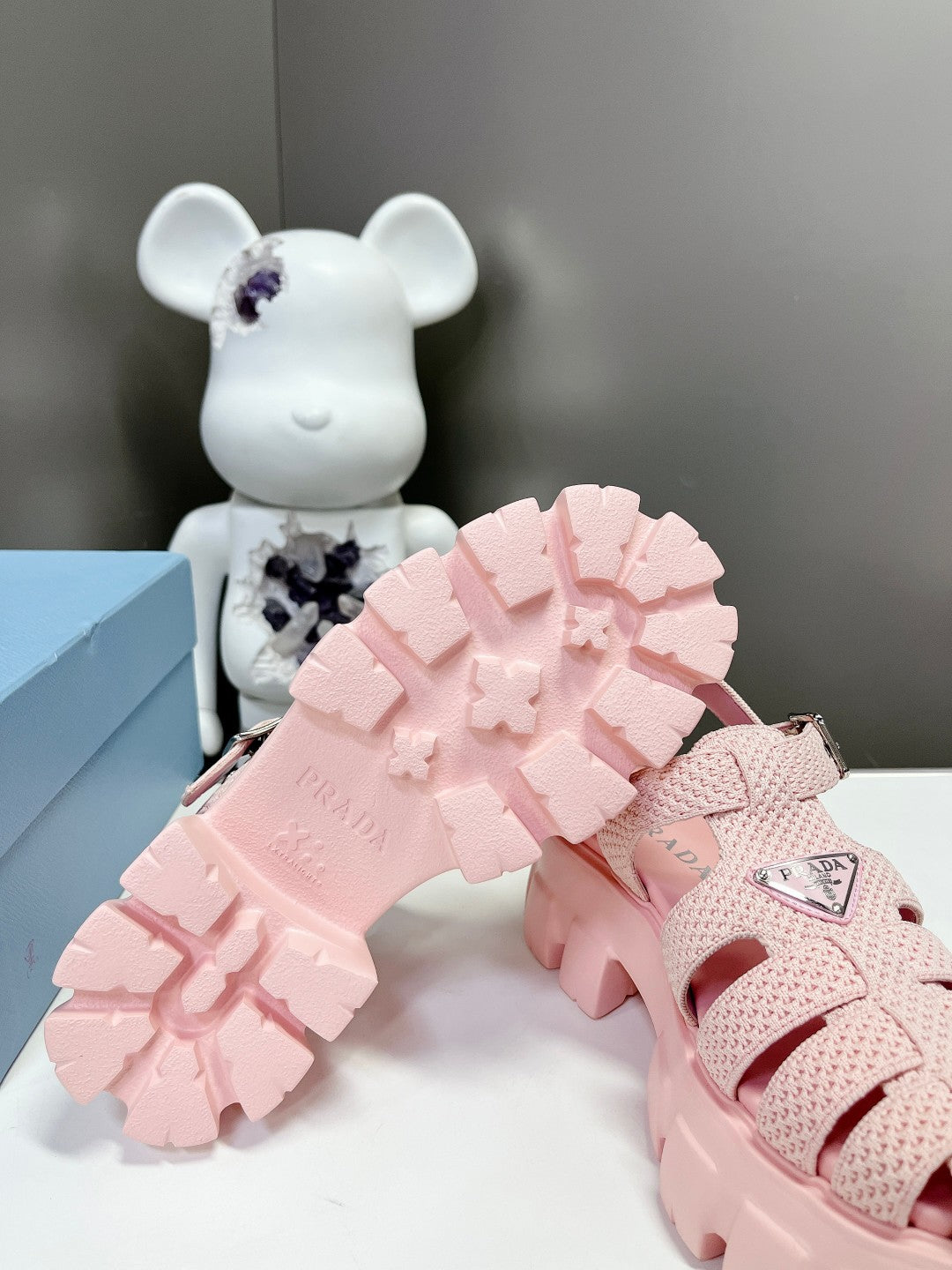 Prada 2023 Exclusive Woven Cage Rubber Sandals