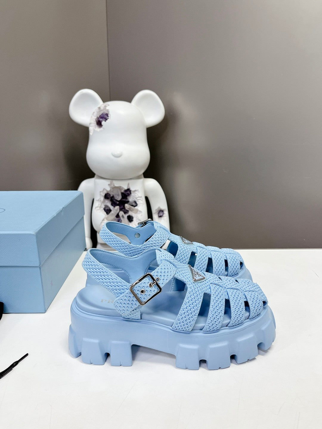 Prada 2023 Exclusive Woven Cage Rubber Sandals