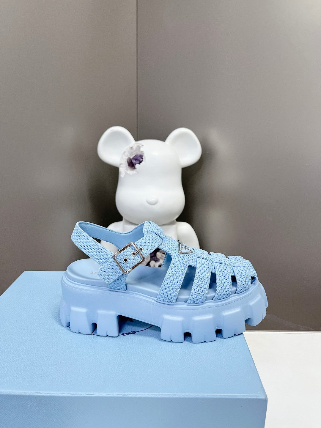 Prada 2023 Exclusive Woven Cage Rubber Sandals