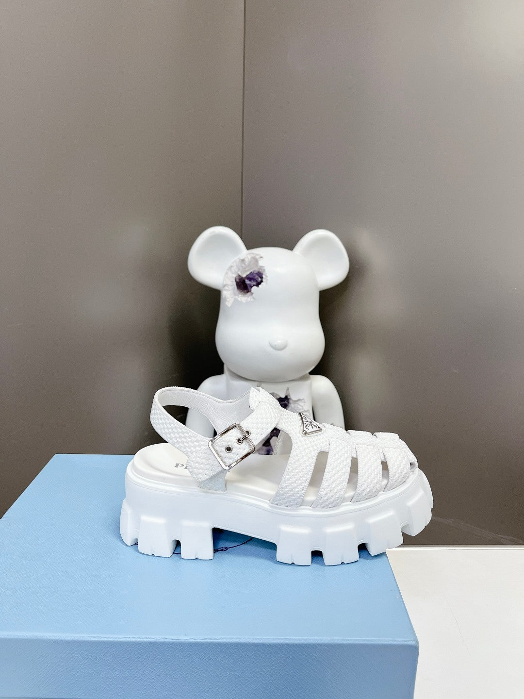 Prada 2023 Exclusive Woven Cage Rubber Sandals