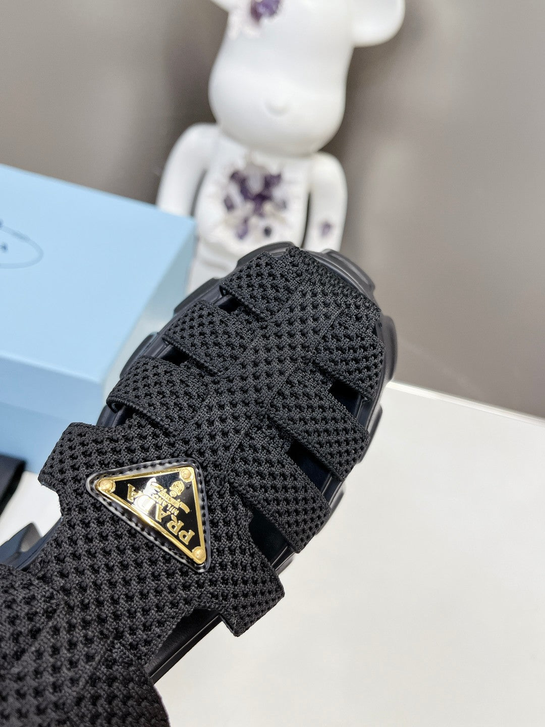 Prada 2023 Exclusive Woven Cage Rubber Sandals