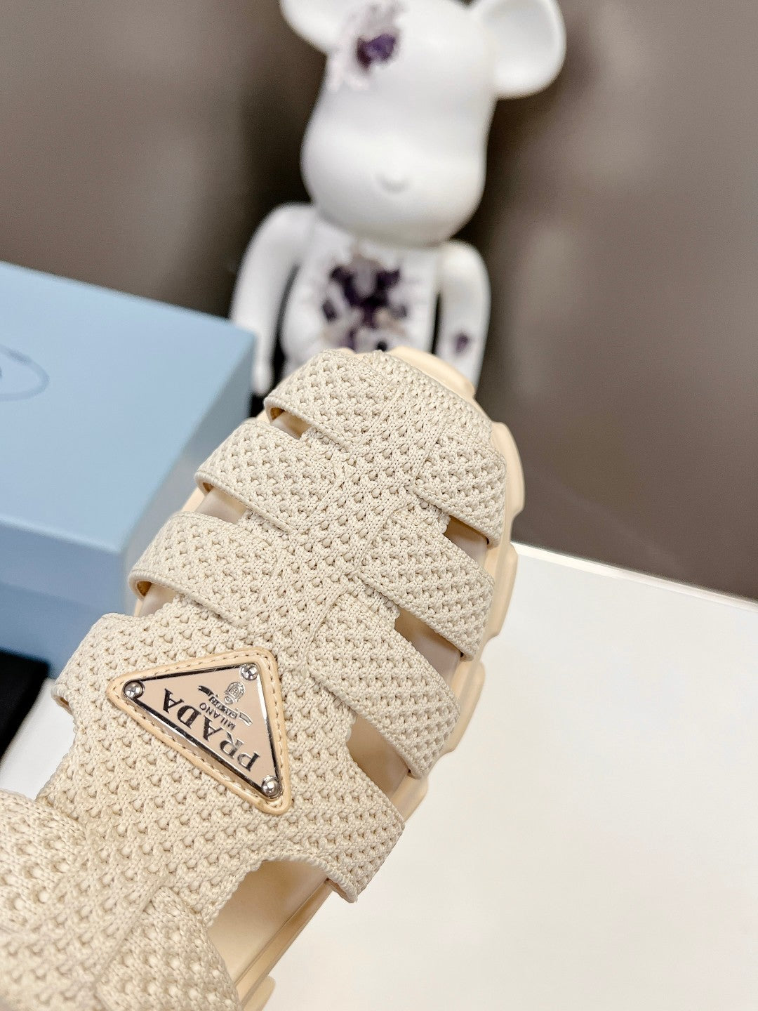 Prada 2023 Exclusive Woven Cage Rubber Sandals