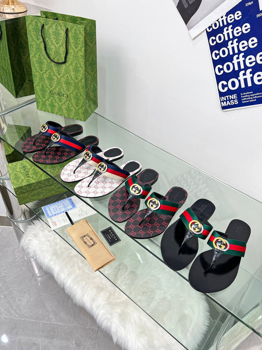 Gucci-Inspired Classic Flip-Flops with Double G Hardware