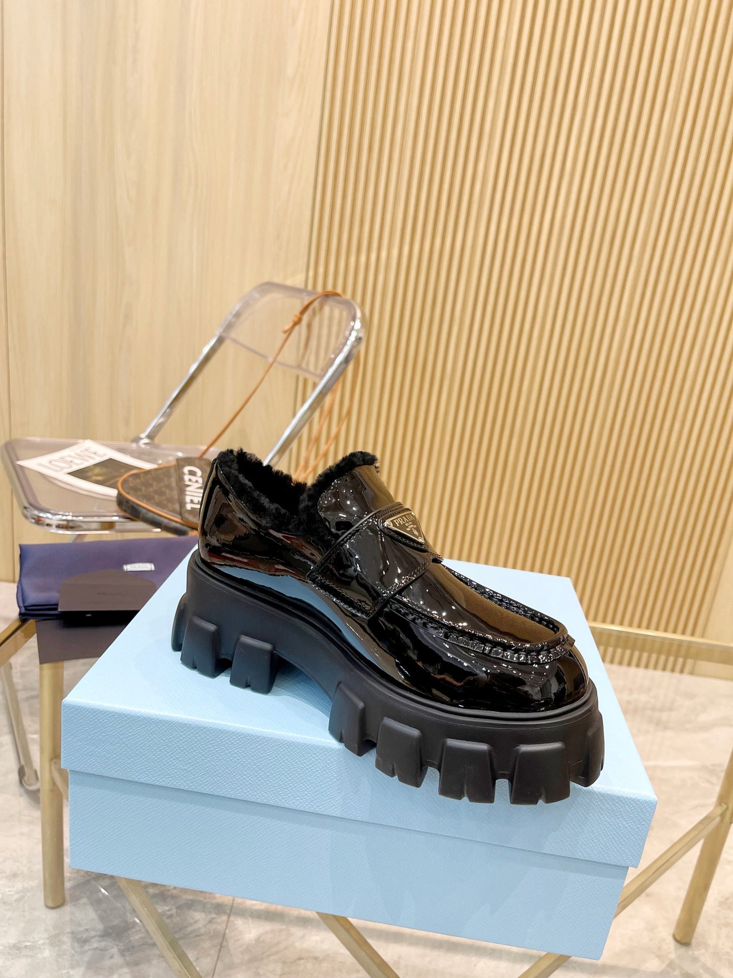 Prada Fur Lined Loafers – Premium Replica, Runway Edition