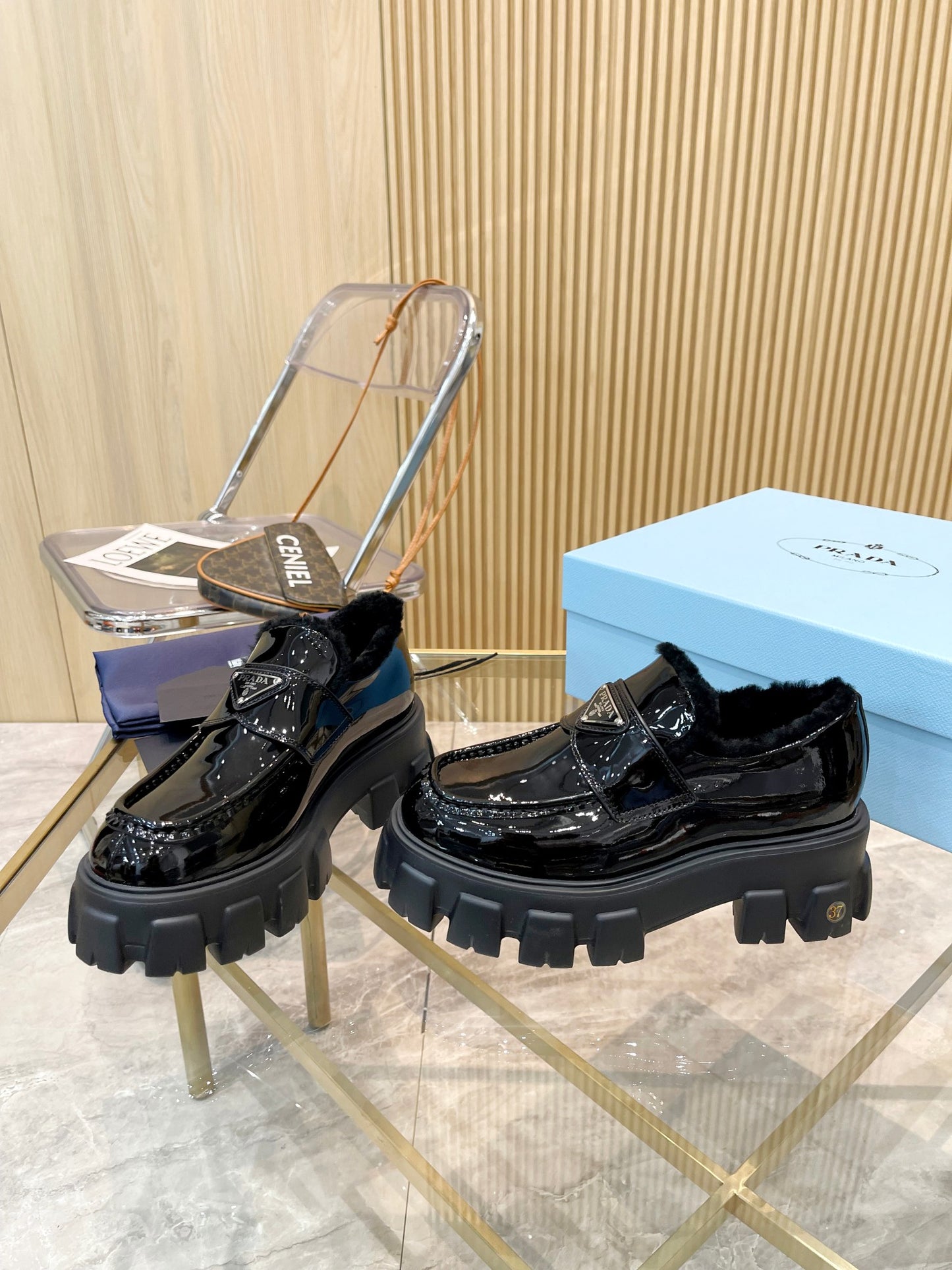 Prada Fur Lined Loafers – Premium Replica, Runway Edition