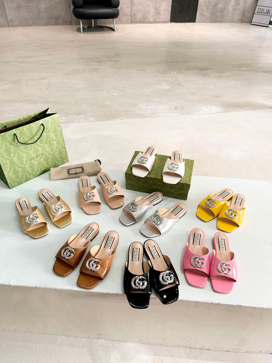 Luxury Gucci-Inspired Patent Leather Shoes – 8 Colors, Sheepskin Lined
