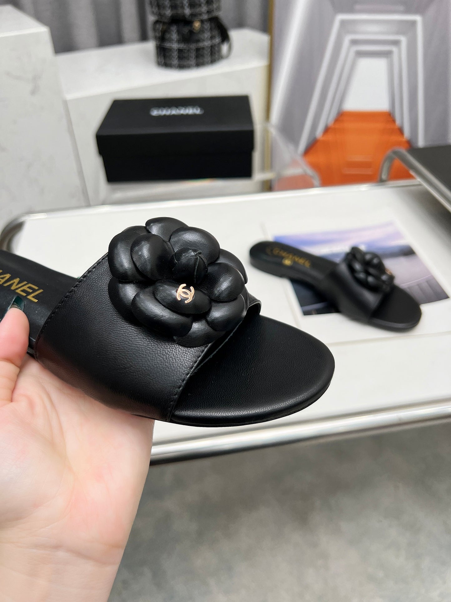 CHANEL Sheepskin Slide & Hollow Sandals – Customizable Luxury