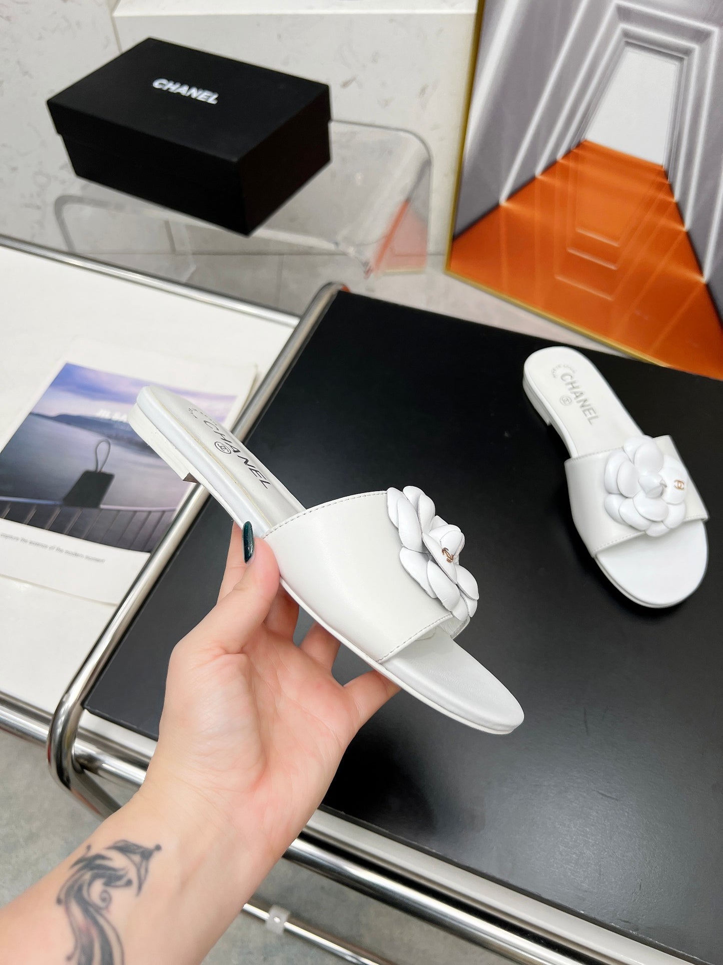CHANEL Sheepskin Slide & Hollow Sandals – Customizable Luxury
