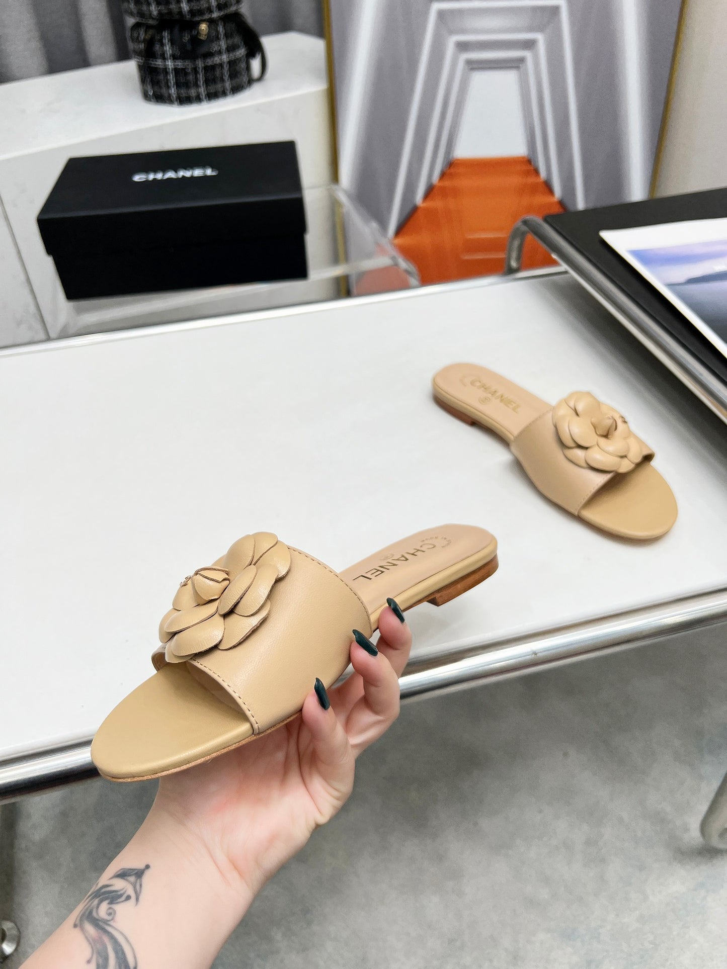 CHANEL Sheepskin Slide & Hollow Sandals – Customizable Luxury
