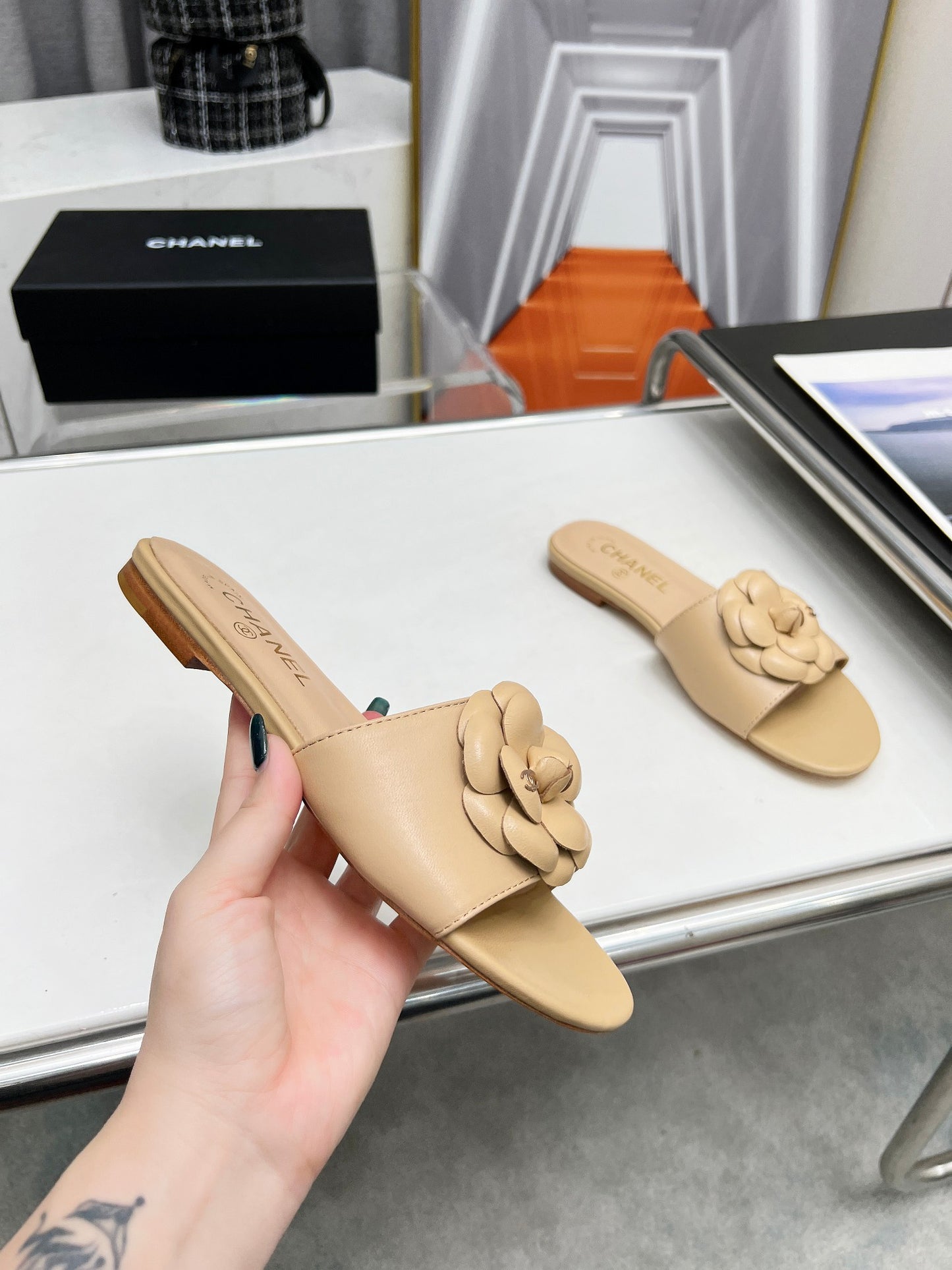 CHANEL Sheepskin Slide & Hollow Sandals – Customizable Luxury