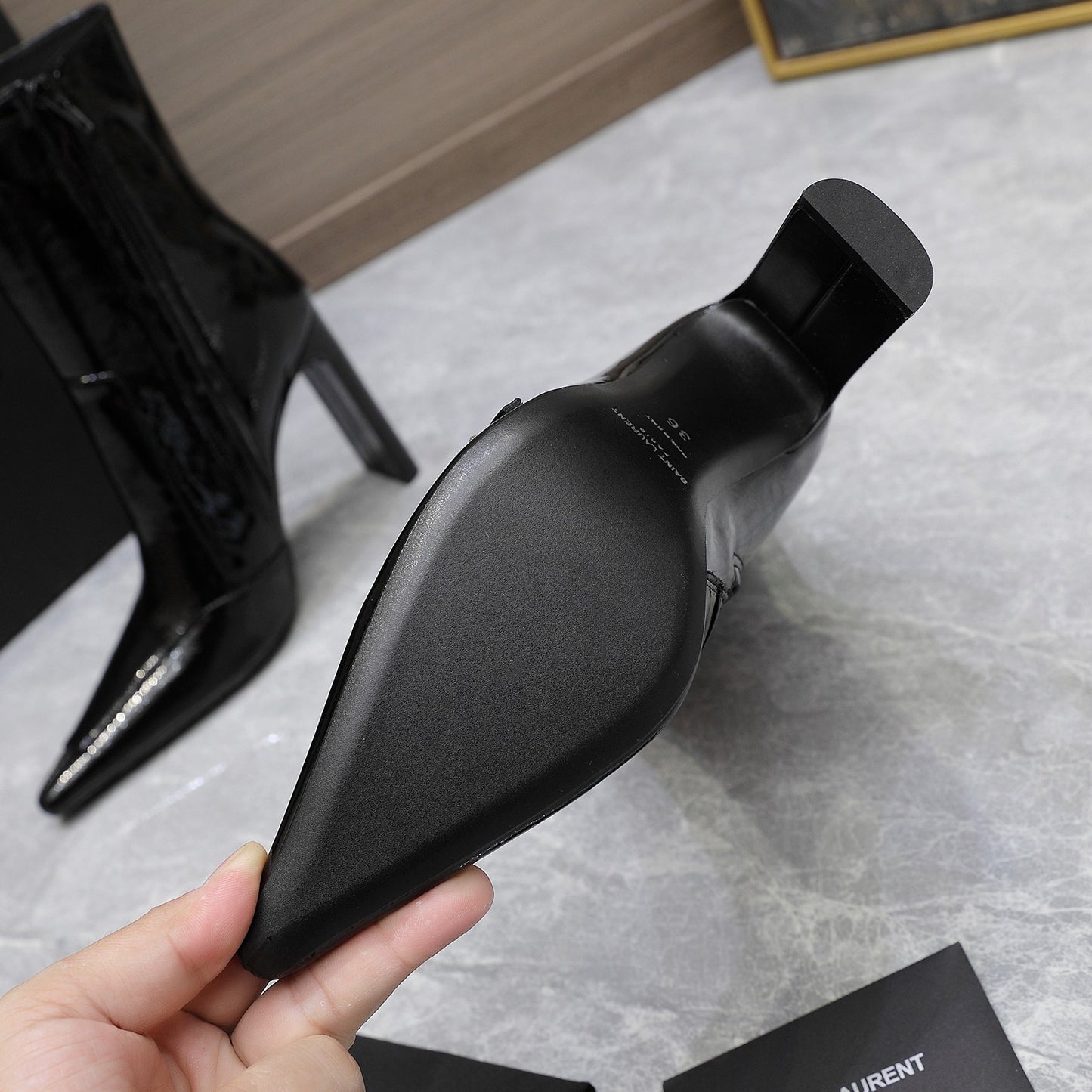YSL-Inspired 2024 Fall/Winter Crinkled Patent Leather Boots