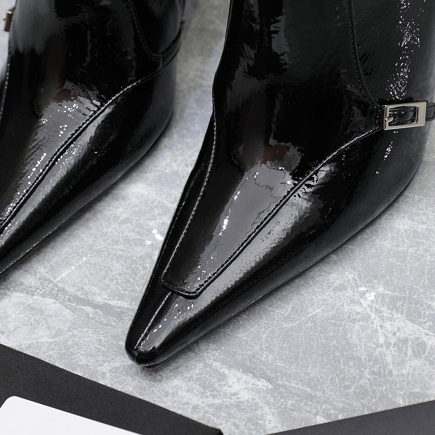 YSL-Inspired 2024 Fall/Winter Crinkled Patent Leather Boots