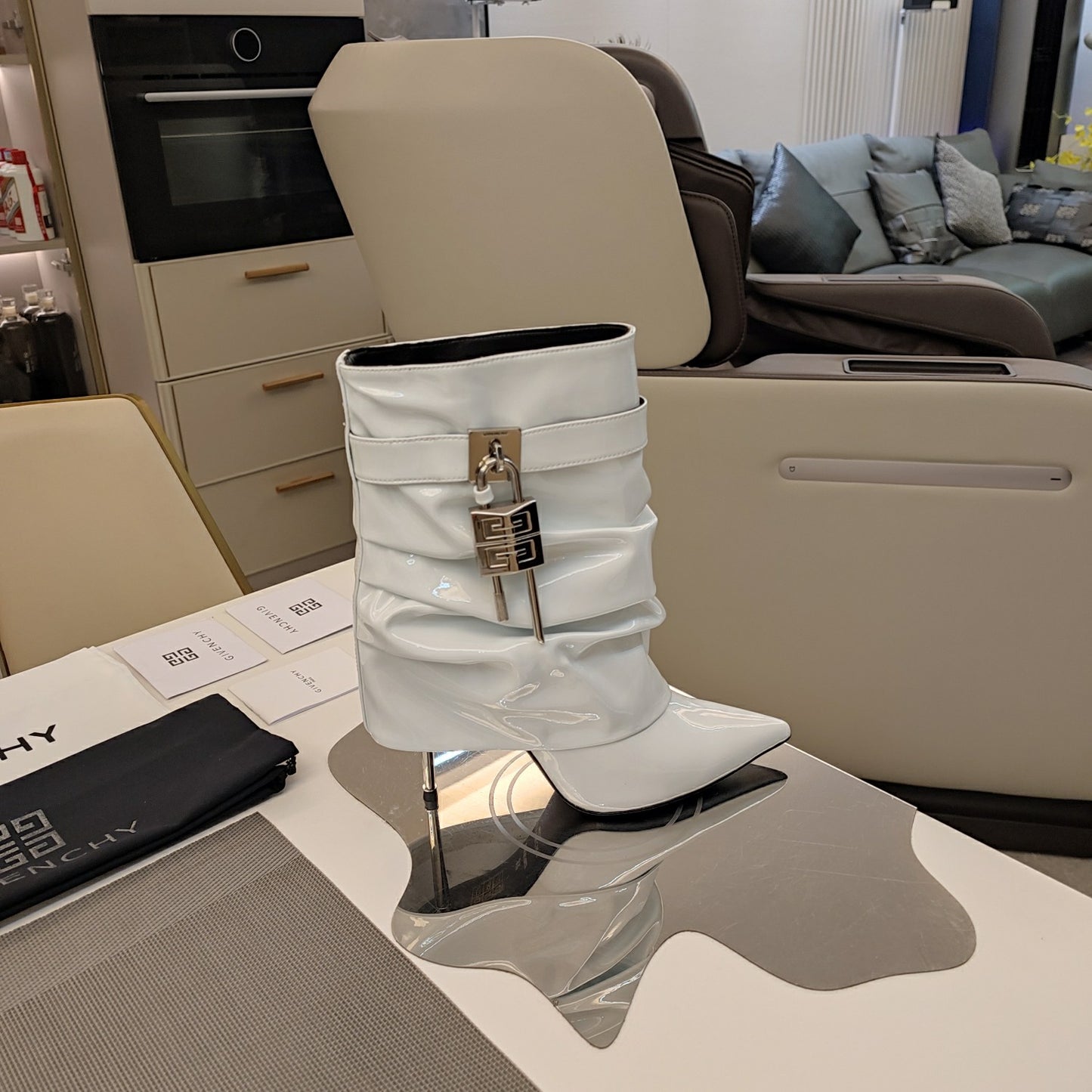 Givenchy 2024 FW Lock Charm Stiletto Boots – Limited High Heel Edition