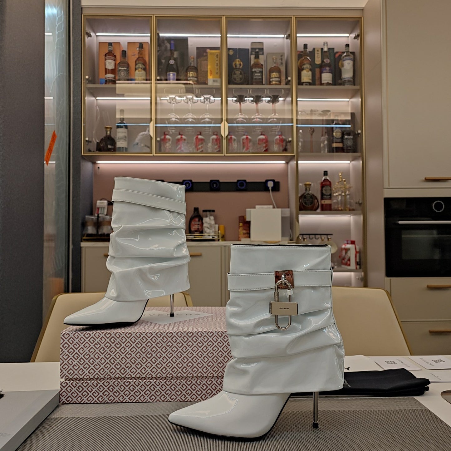 Givenchy 2024 FW Lock Charm Stiletto Boots – Limited High Heel Edition