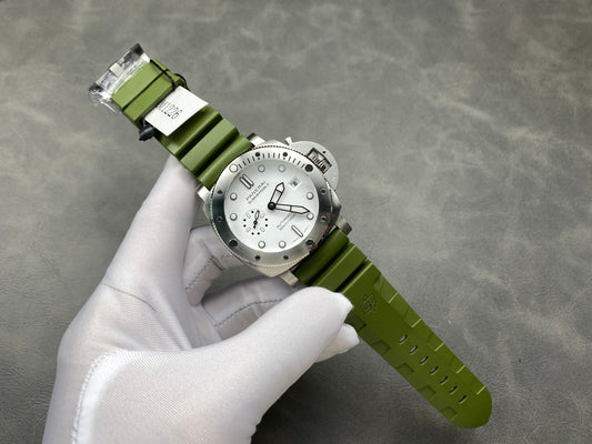 White Dial with Green Strap - 44mm