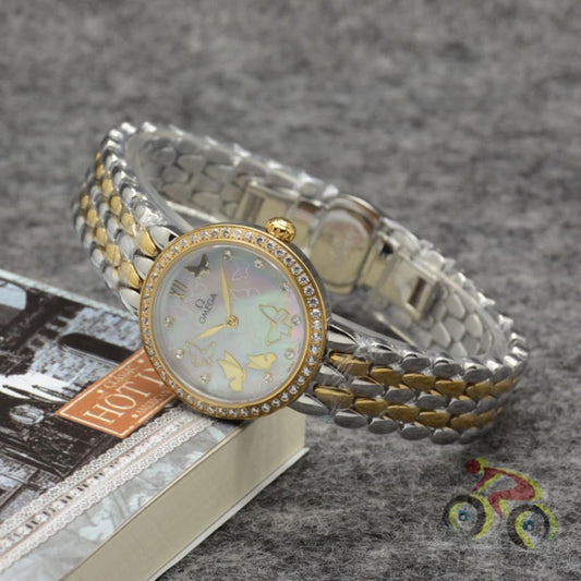 Omega Gold Watch with White Dial – Elegant Design