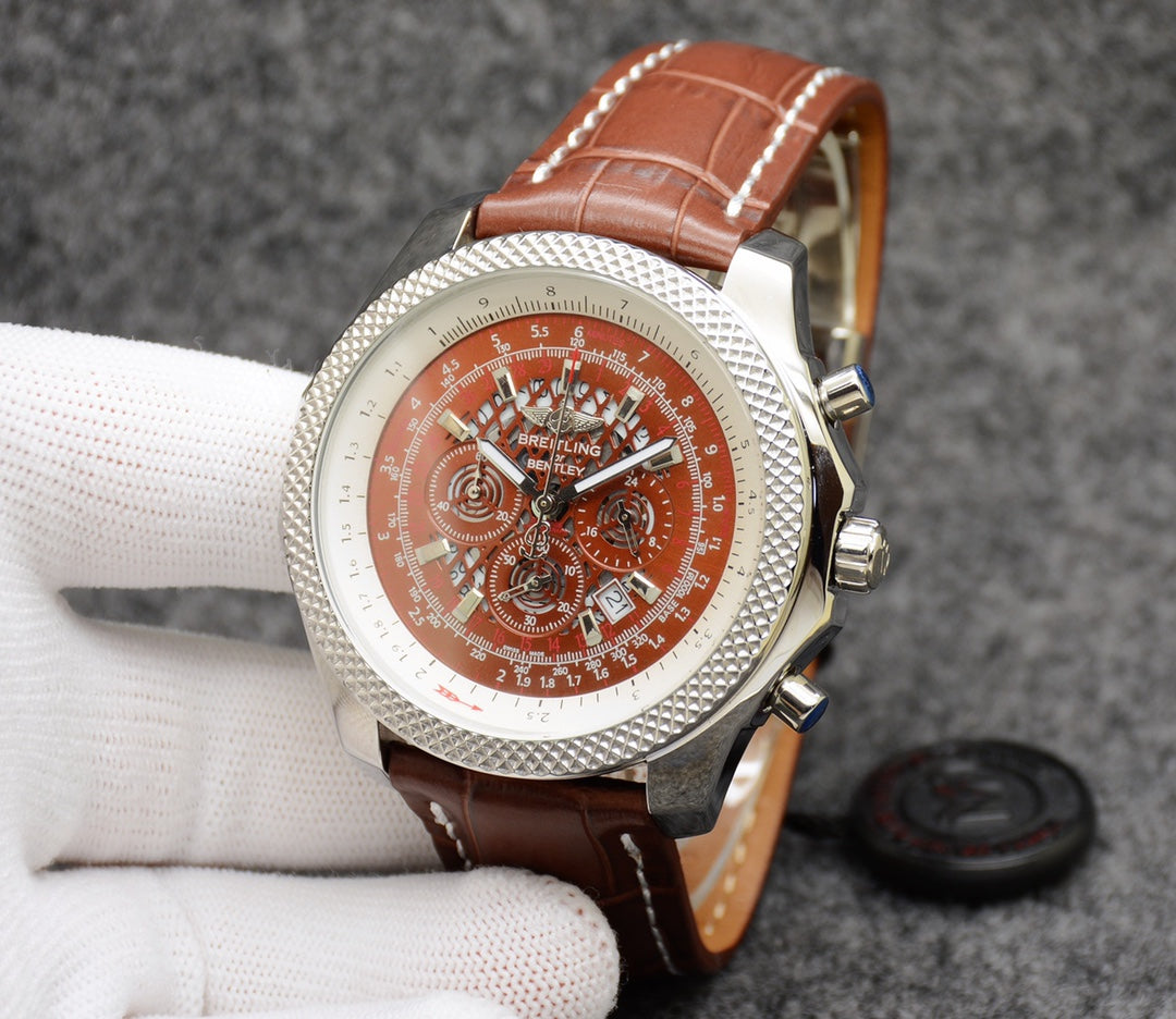 Breitling Classic Men's Watch – Premium Stainless Steel &amp; Leather/Rubber Strap