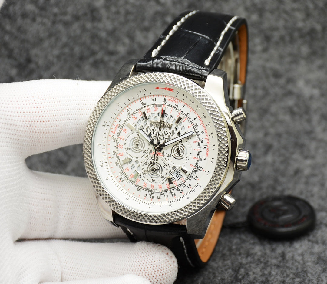 Breitling Classic Men's Watch – Premium Stainless Steel &amp; Leather/Rubber Strap
