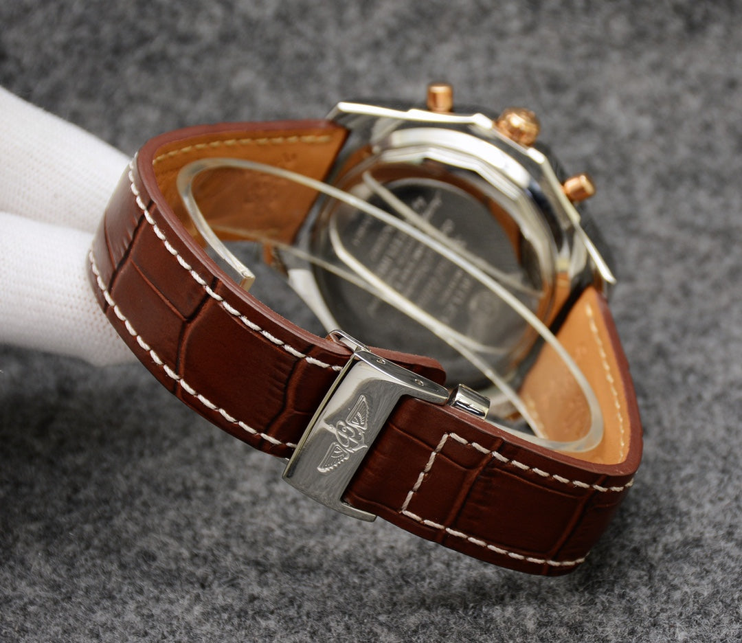 Breitling Classic Men's Watch – Premium Stainless Steel &amp; Leather/Rubber Strap
