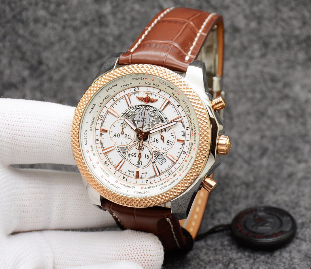 Breitling Classic Men's Watch – Premium Stainless Steel &amp; Leather/Rubber Strap