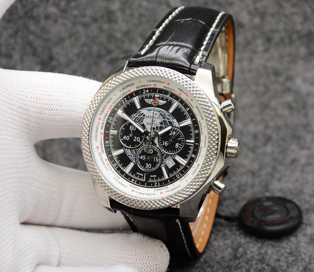 Breitling Classic Men's Watch – Premium Stainless Steel &amp; Leather/Rubber Strap