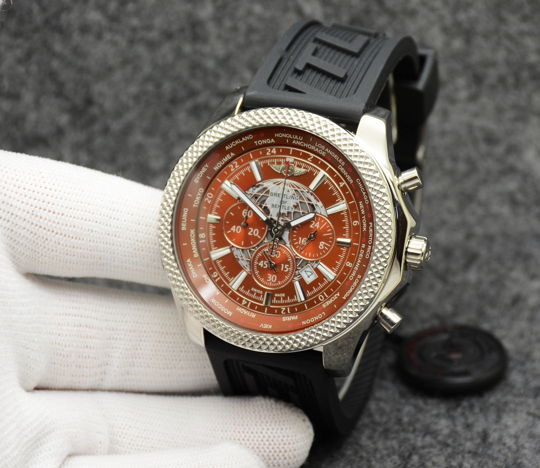 Breitling Classic Men's Watch – Premium Stainless Steel &amp; Leather/Rubber Strap