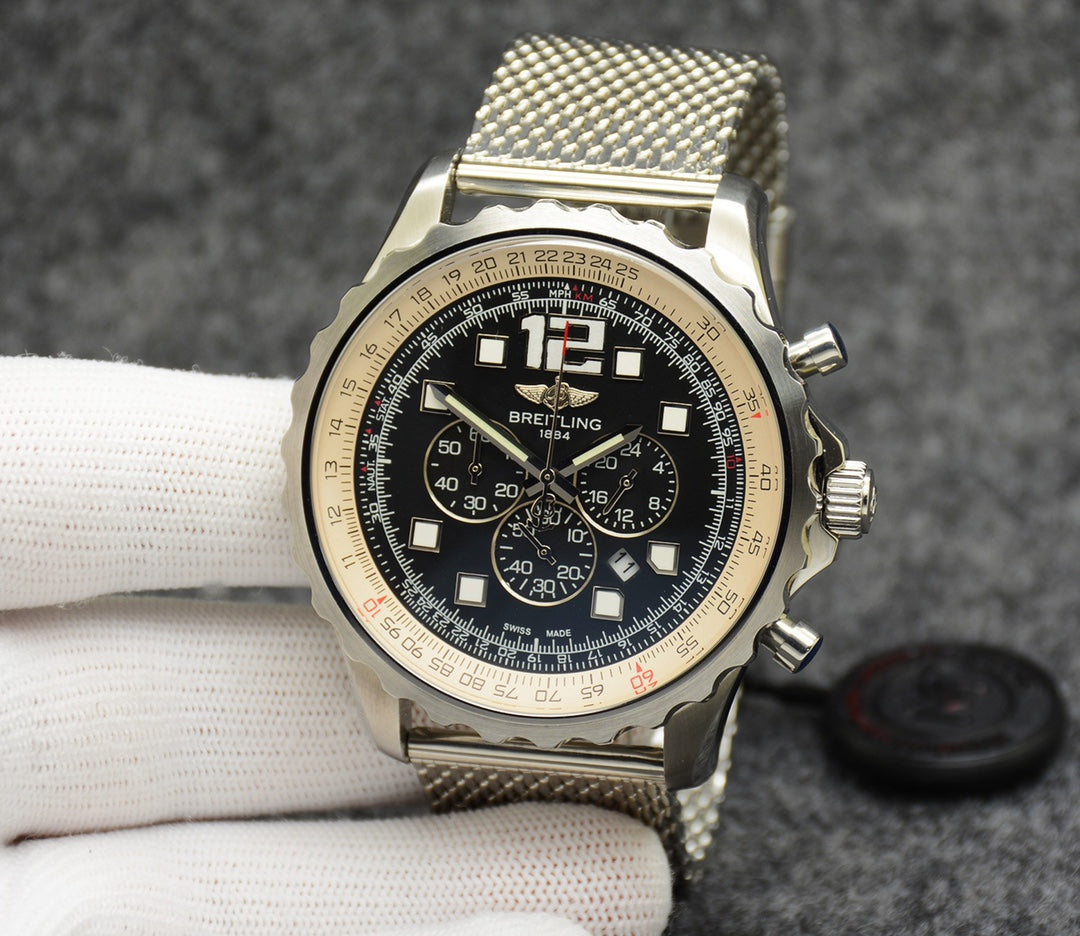Breitling Classic Men’s Watch – Stainless Steel Case &amp; Multi-Function Movement