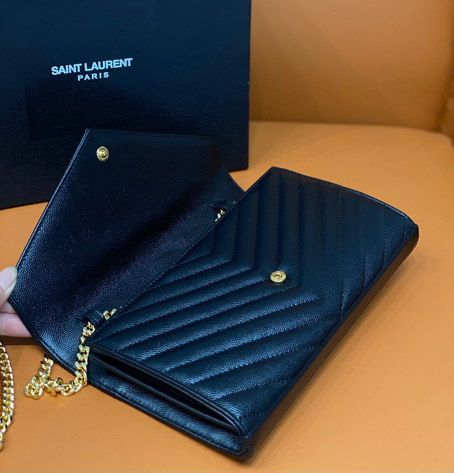YSL 360452 Black & Gold Chain Crossbody Bag