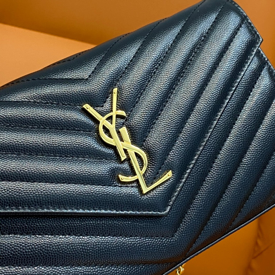 YSL 360452 Black & Gold Chain Crossbody Bag