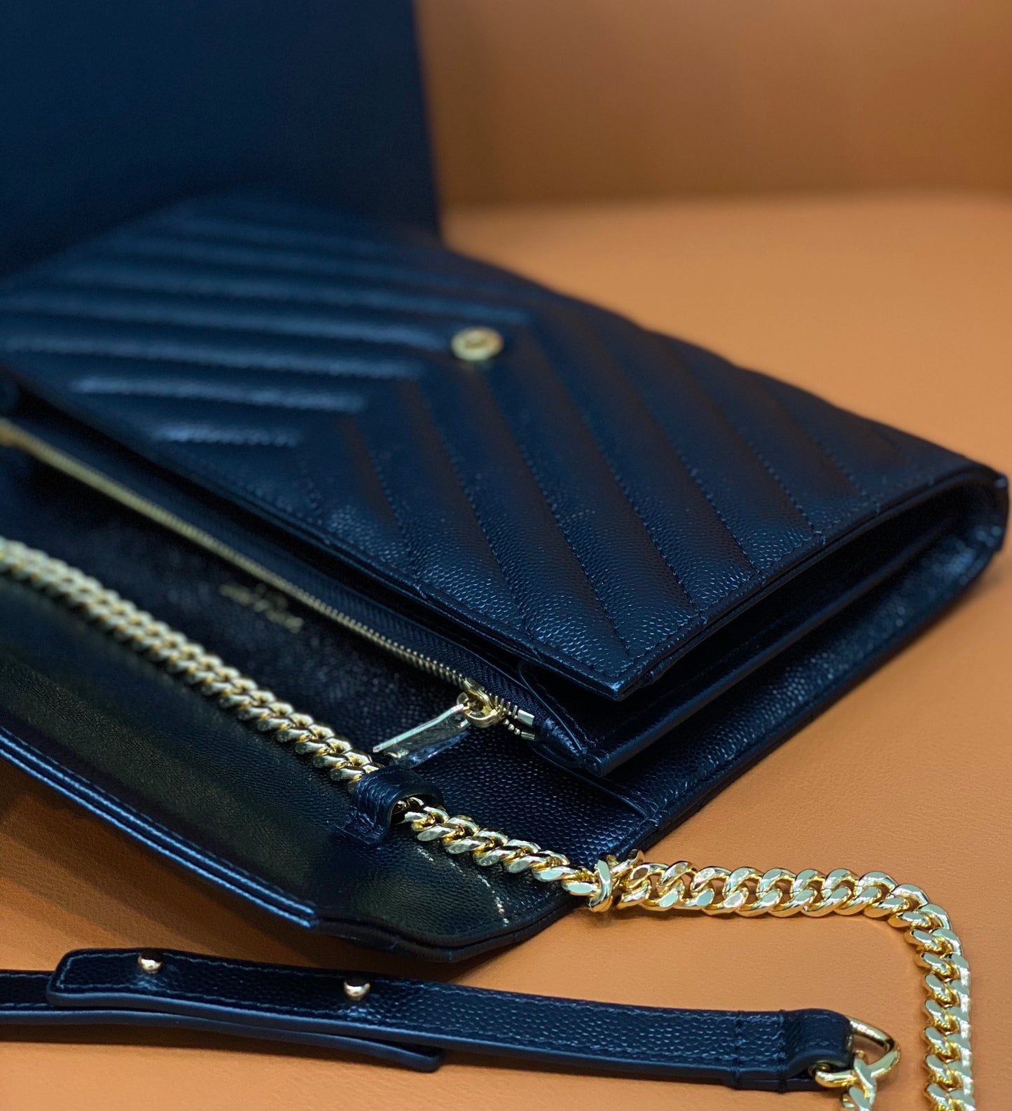 YSL 360452 Black & Gold Chain Crossbody Bag