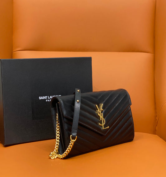YSL 360452 Black & Gold Chain Crossbody Bag