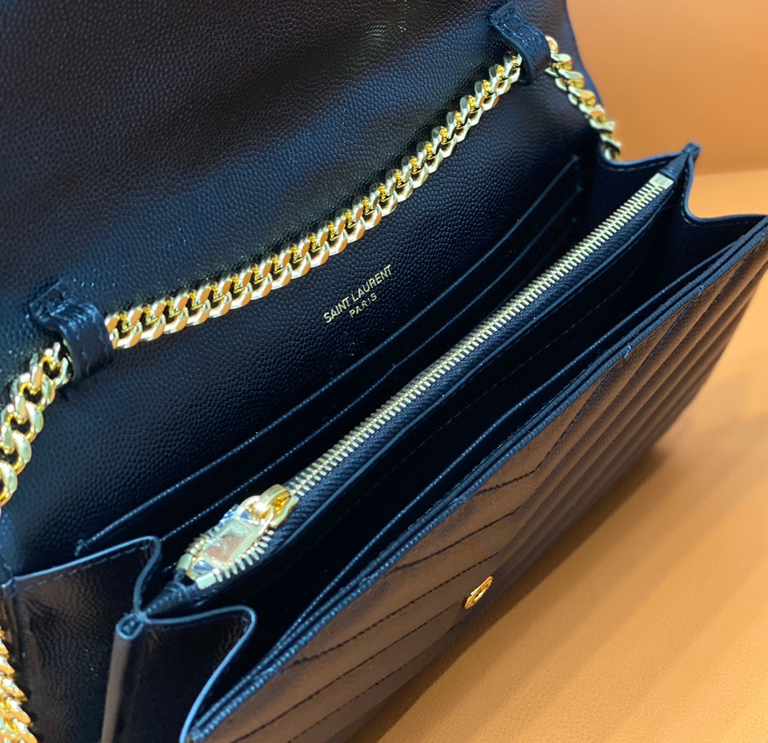 YSL 360452 Black & Gold Chain Crossbody Bag