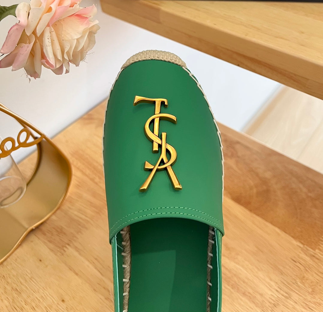 Saint Laurent Early Spring Gold Logo Espadrilles