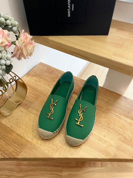 Saint Laurent Early Spring Gold Logo Espadrilles