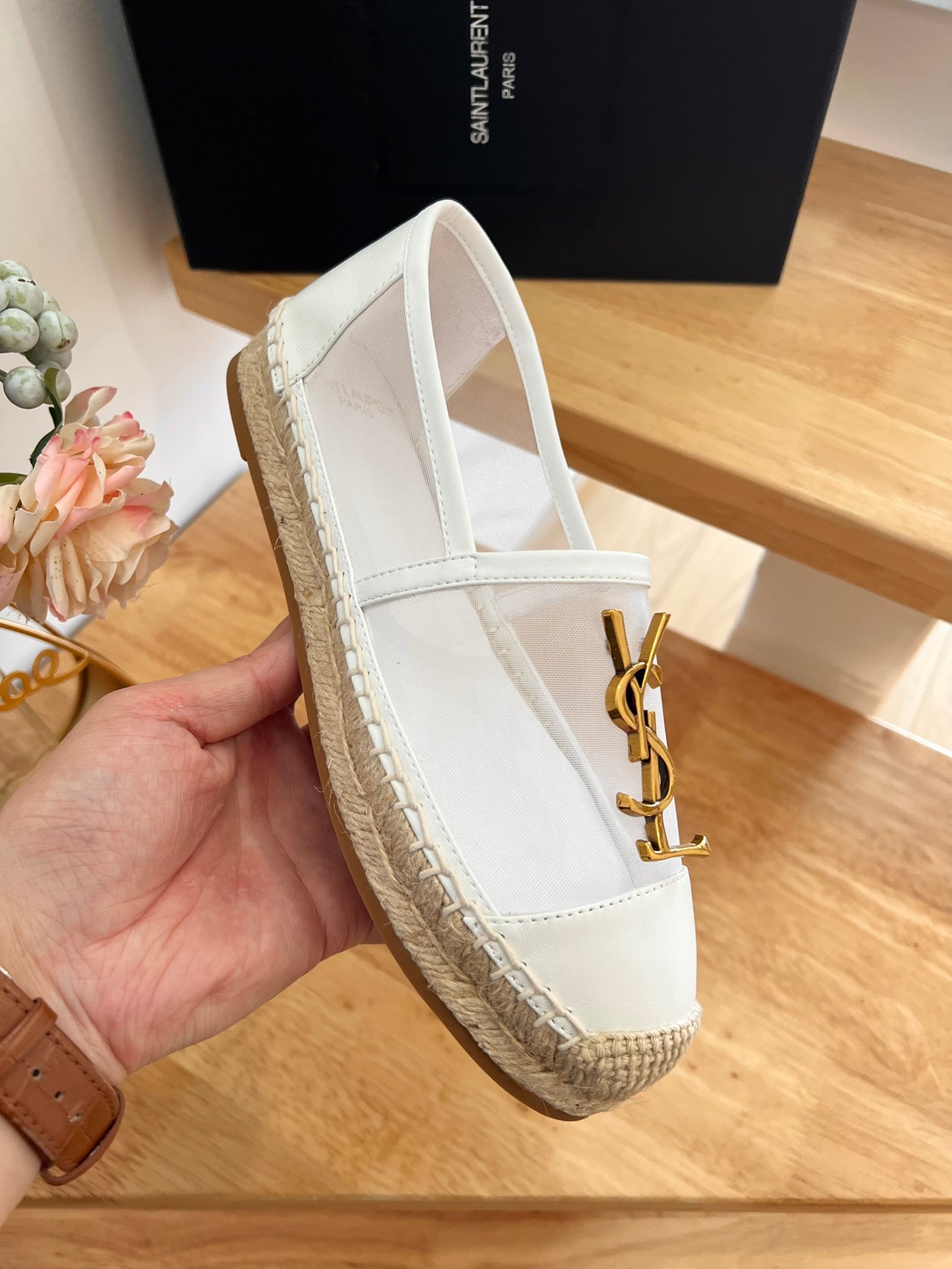 YSL Early Spring Logo Mesh Espadrilles