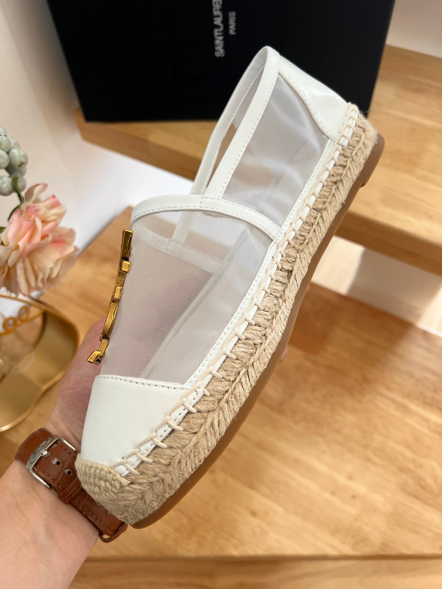 YSL Early Spring Logo Mesh Espadrilles