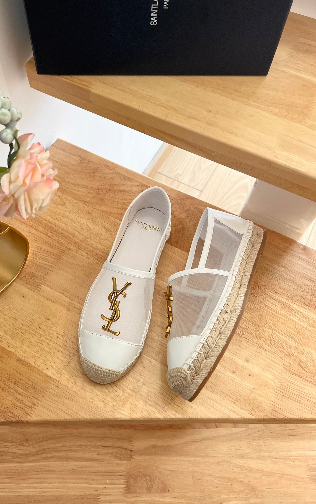 YSL Early Spring Logo Mesh Espadrilles