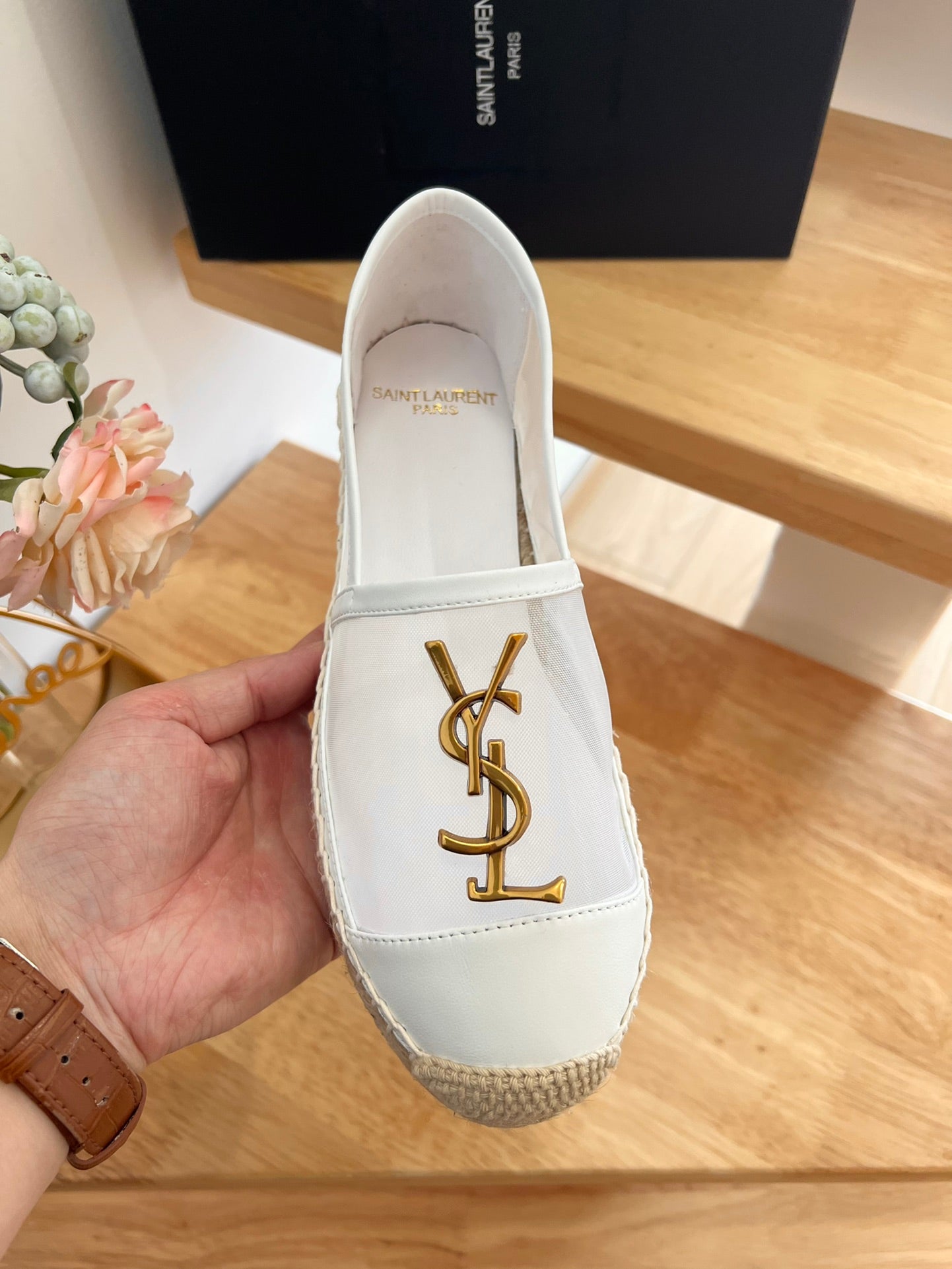 YSL Early Spring Logo Mesh Espadrilles