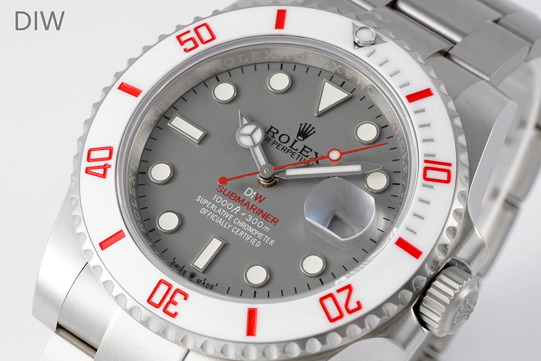Submariner Parakeet – Custom White Ceramic Bezel & Grey Dial