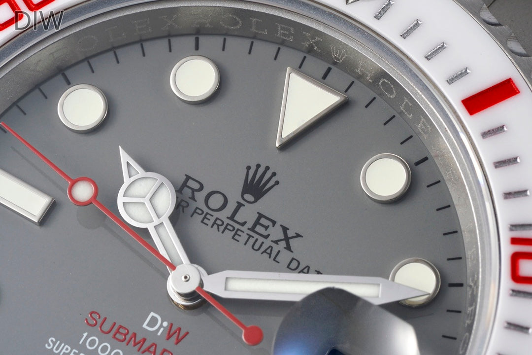 Submariner Parakeet – Custom White Ceramic Bezel & Grey Dial