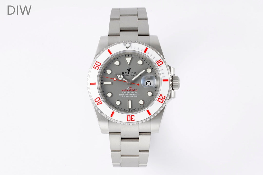 Submariner Parakeet – Custom White Ceramic Bezel & Grey Dial