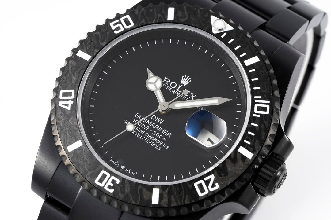 Submariner Parakeet – Custom Full Black Enamel Dial & Carbon Bezel