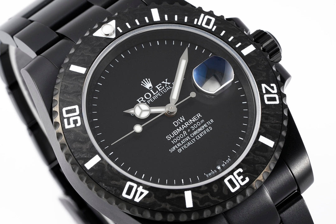Submariner Parakeet – Custom Full Black Enamel Dial & Carbon Bezel
